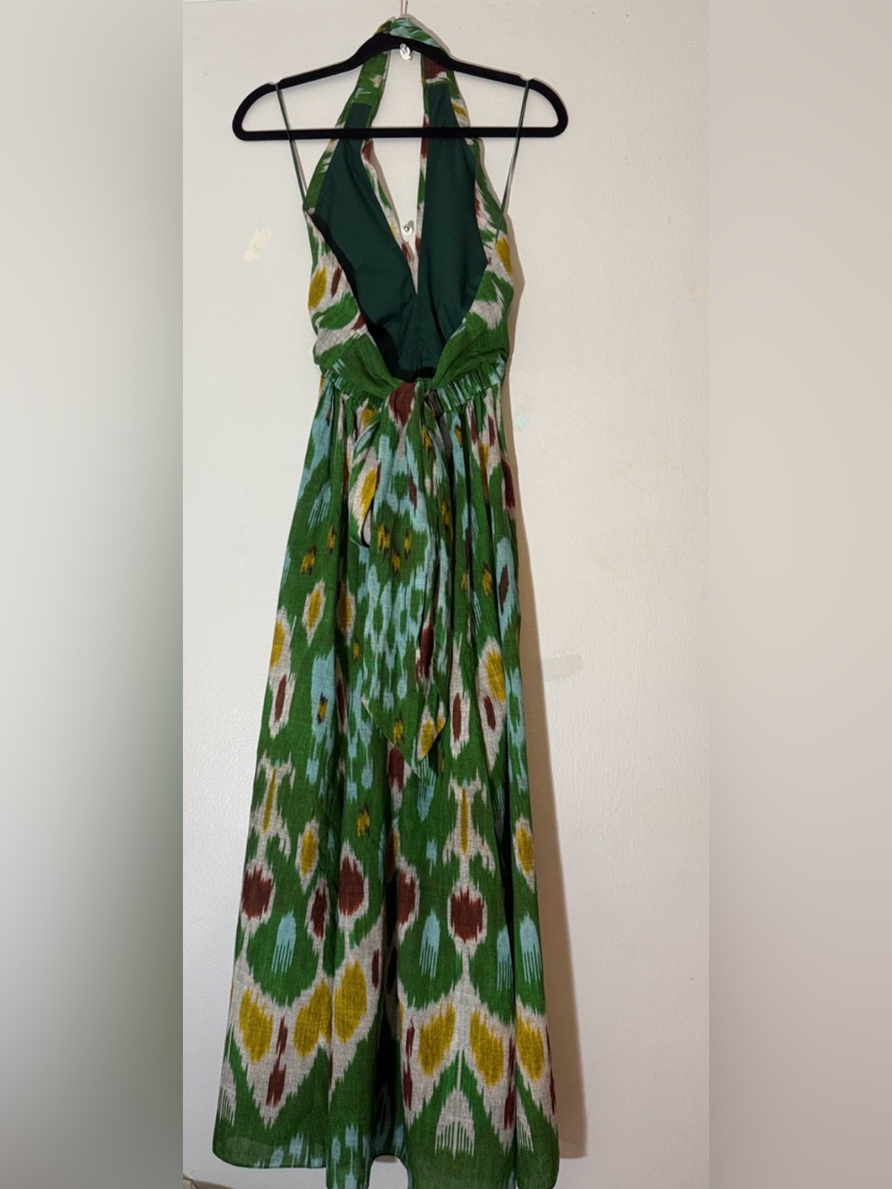 ERDEM Selene Green Printed Ikat Halter Maxi Dress size 6 - Picture 7 of 12